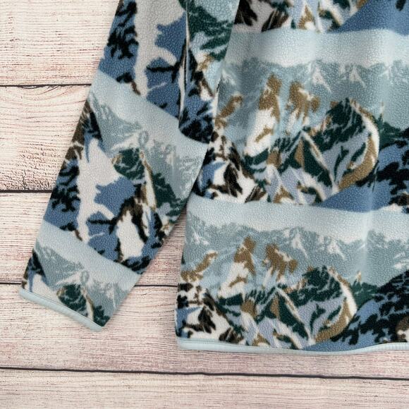 Massive Outdoor 1/4 Snap Mountain All Over Print Fleece Pullover Mens M Blue - Picture 8 of 13